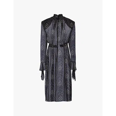 Prada Printed Georgette Dress In Black