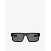 Prada Linea Rossa Womens Black Ps 02zsu Rectangle-frame Injected Sunglasses In Black