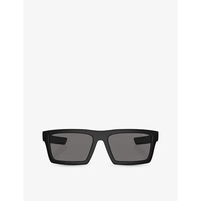Prada Linea Rossa Womens Black Ps 02zsu Rectangle-frame Injected Sunglasses