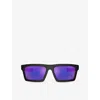 Prada Linea Rossa Womens Black Ps 02zsu Rectangle-frame Injected Sunglasses In Black
