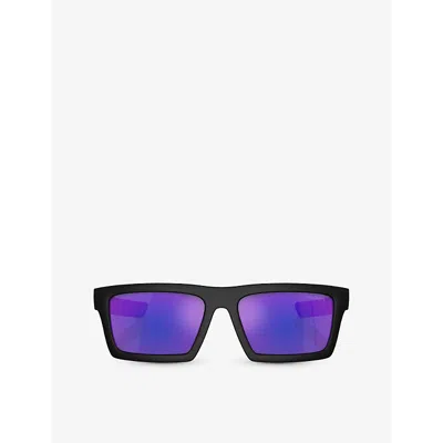 Prada Linea Rossa Womens Black Ps 02zsu Rectangle-frame Injected Sunglasses