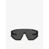 Prada Womens  Linea Rossa Ps 04ws Pillow-frame Nylon Sunglasses In Black