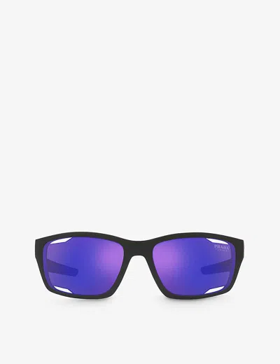 Prada Linea Rossa Womens Black Ps 04ys Rectangular-frame Acetate Sunglasses