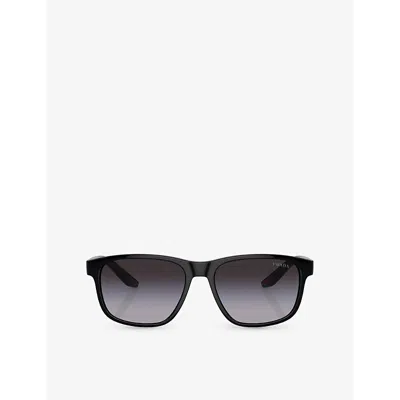 Prada Womens  Linea Rossa Ps 06ys Pillow-frame Acetate Sunglasses In Black