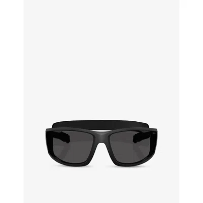 Prada Womens Black Ps 06ys Pillow-frame Acetate Sunglasses