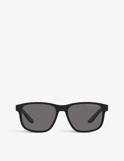 Prada Linea Rossa Womens Black Ps 06ys Pillow-frame Acetate Sunglasses