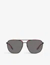 Prada Linea Rossa Womens Black Ps 50ys Aviator Metal Sunglasses In Black
