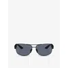 Prada Womens  Linea Rossa Ps 50zs Pillow-frame Metal Sunglasses In Black