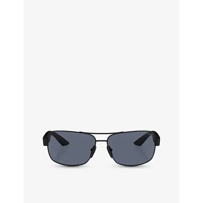 Prada Womens  Linea Rossa Ps 50zs Pillow-frame Metal Sunglasses In Black