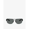 Prada Linea Rossa Womens Black Ps 50zs Pillow-frame Metal Sunglasses In Black