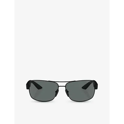 Prada Linea Rossa Womens Black Ps 50zs Pillow-frame Metal Sunglasses