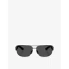 Prada Womens Black Ps 50zs Rectangular-frame Metal Sunglasses In Black