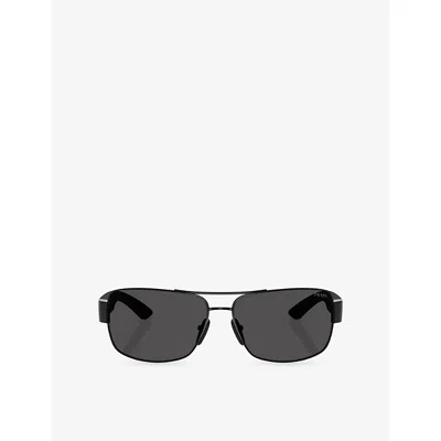 Prada Womens Black Ps 50zs Rectangular-frame Metal Sunglasses
