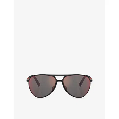 Prada Womens Black Ps 53zs Pilot-frame Metal Sunglasses