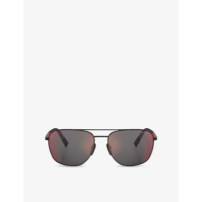 Prada Womens Black Ps 54zs Pilot-frame Steel Sunglasses