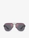 Prada Linea Rossa Womens Black Ps 55ys Pilot-frame Metal Sunglasses In Black