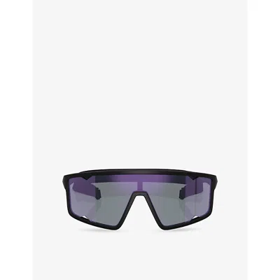 Prada Womens Black Ps A03s Rectangle-frame Shell Sunglasses