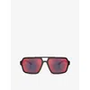 Prada Womens Ps A06s Pilot-frame Injected Sunglasses Black
