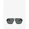 Prada Womens Ps A06s Pilot-frame Rubber Sunglasses Black