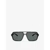 Prada Womens Ps A06s Polarised Pilot-frame Injected Sunglasses Black