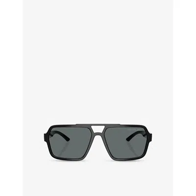 Prada Womens Ps A06s Polarised Pilot-frame Injected Sunglasses Black