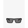 Prada Womens Ps A07s Polarised Rectangle-frame Acetate Sunglasses Black