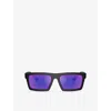 Prada Womens Ps A07s Rectangle-frame Acetate Sunglasses Black
