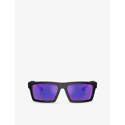 Prada Womens Ps A07s Rectangle-frame Acetate Sunglasses Black