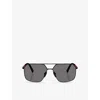 Prada Womens Ps A50s Polarised Irregular-frame Metal Sunglasses Black