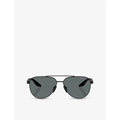 Prada Womens Ps A52s Polarised Pilot-frame Metal Sunglasses Black