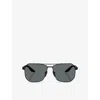 Prada Womens Black Ps A53s Pilot-frame Metal Sunglasses