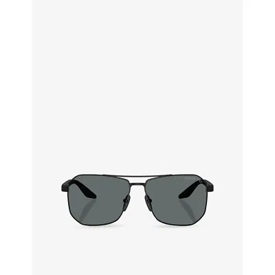 Prada Womens Black Ps A53s Pilot-frame Metal Sunglasses