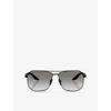Prada Womens Black Ps A53s Pilot-frame Metal Sunglasses