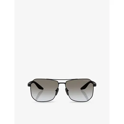 Prada Womens Black Ps A53s Pilot-frame Metal Sunglasses