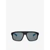 Prada Womens Black Ps B02s Irregular-frame Injected Sunglasses In Black