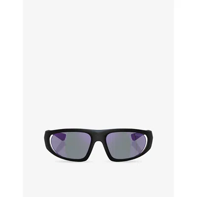 Prada Womens Black Ps B03s Irregular-frame Acetate Sunglasses