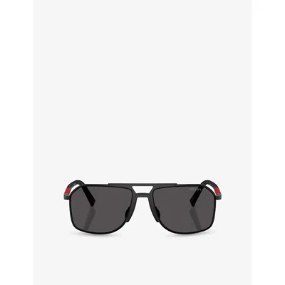 Prada Womens Black Ps B51s Pilot-frame Metal Sunglasses