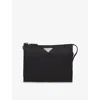 Prada Re-nylon And Saffiano Leather Pouch In Black