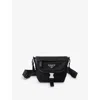 Prada Womens Black Re-nylon Brand-plaque Leather And Nylon Shoulder Bag In Black