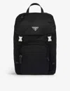 Prada Womens Black Re-nylon Brand-plaque Polyamide And&nbsp;saffiano Leather  Backpack In Black