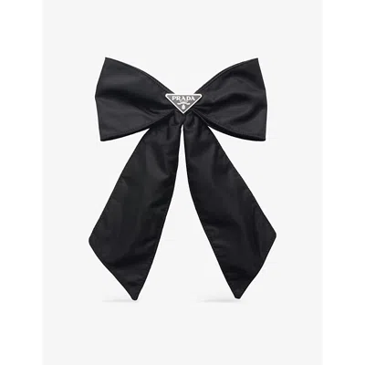 PRADA WOMENS BLACK RE-NYLON BRAND-PLAQUE NYLON HAIR CLIP