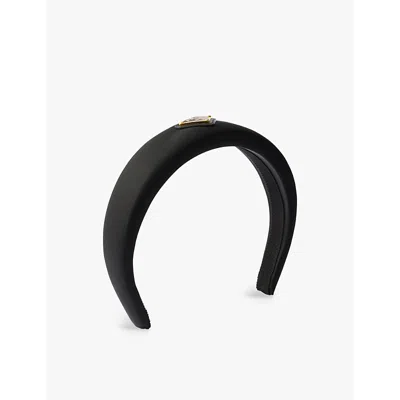 PRADA WOMENS BLACK RE-NYLON BRAND-PLAQUE RECYCLED-NYLON HEADBAND