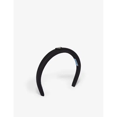 Prada Womens Black Re-nylon Brand-plaque Recycled-polyamide Headband