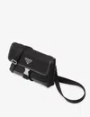 Prada Womens Black Re-nylon Buckled Recycled-nylon And Leather Phone-holder In Black