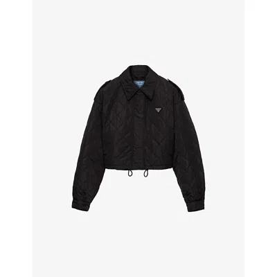 Prada Womens Black Re Nylon Logo-embellished Quilted Woven Blouson Jacket