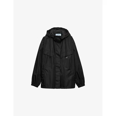 Prada Womens Black Re Nylon Logo-embellished Woven Jacket
