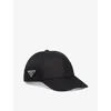 Prada Womens Black Logo-plaque Recycled-nylon Baseball Cap Xxl In Black