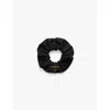Prada Gathered Black Scrunchie With Triangular Logo Patch In Black