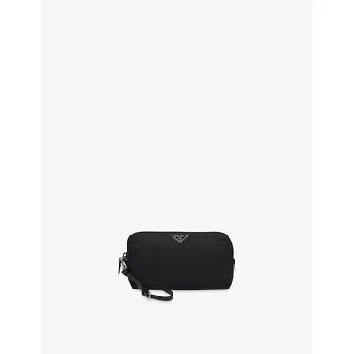 Prada Womens  Re-nylon Medium Woven Pouch In Black