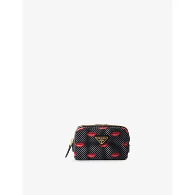 Prada Womens  Re-nylon Micro Woven Pouch In Black